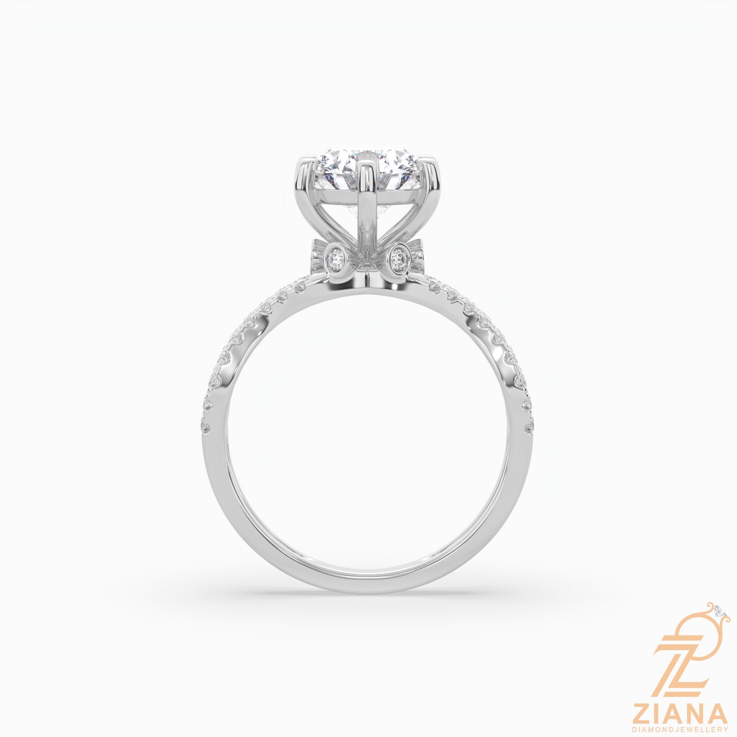 round brilliant cut diamond split shank engagement ring