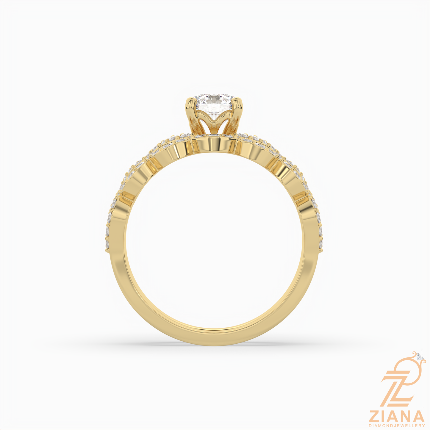 round brilliant cut diamond infinity bridal ring set