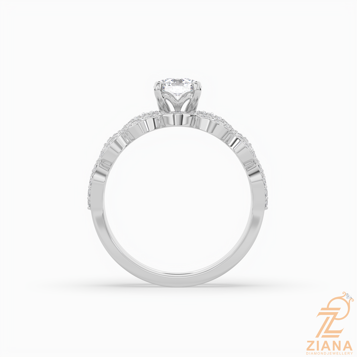 round brilliant cut diamond infinity bridal ring set