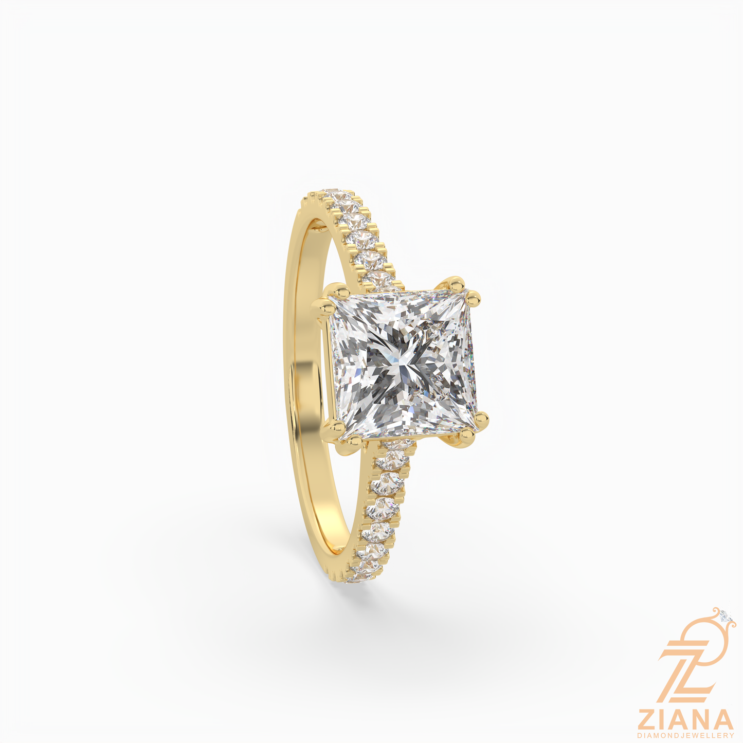 princess cut diamond solitaire engagement ring