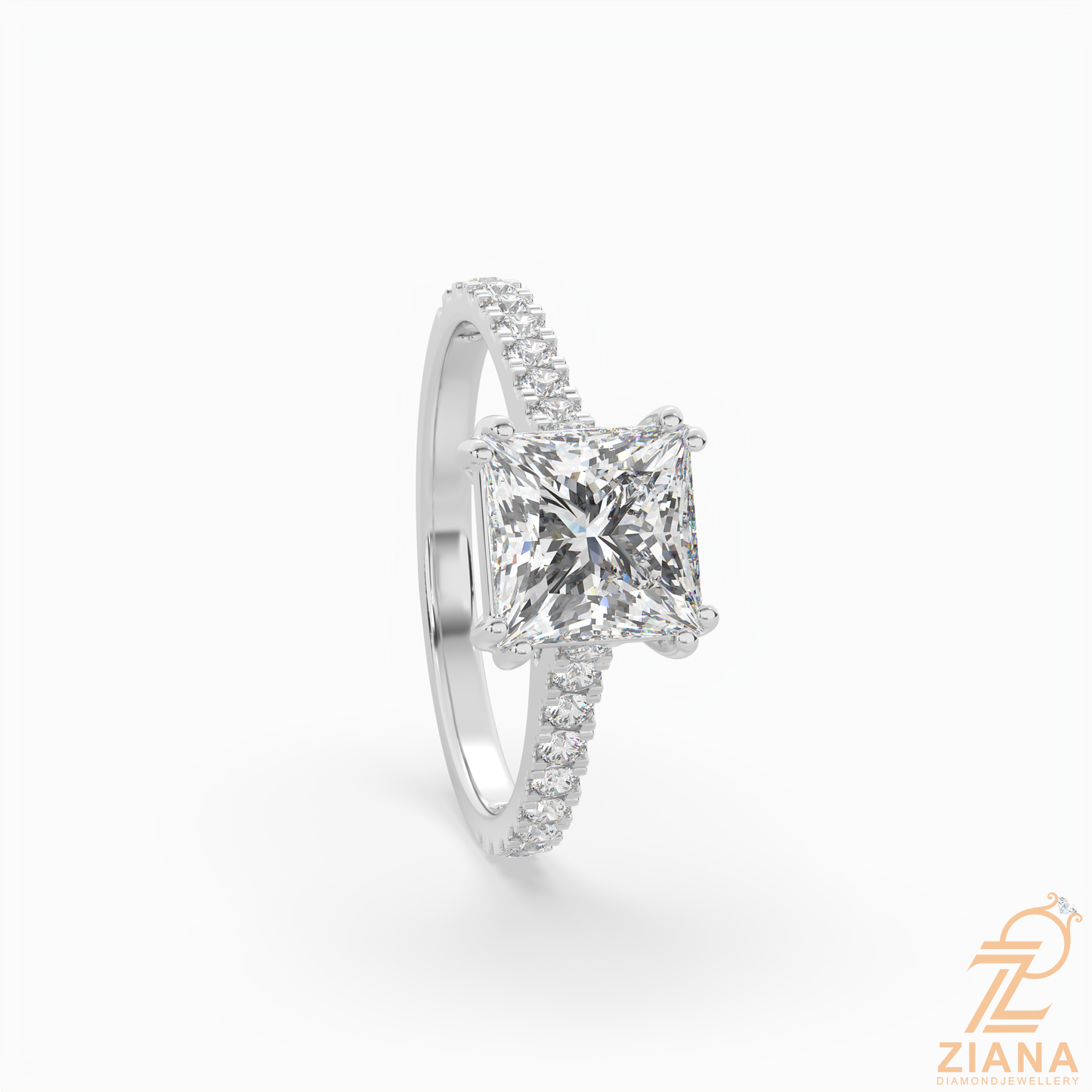 princess cut diamond solitaire engagement ring
