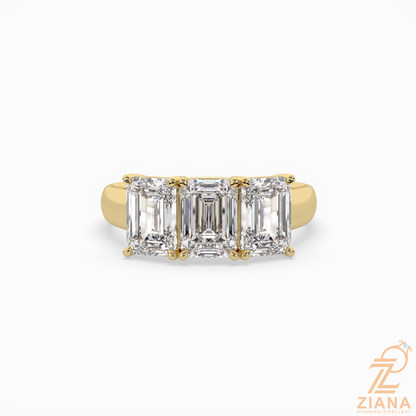Three Stone Emerald Cut Diamond Engagement Ring