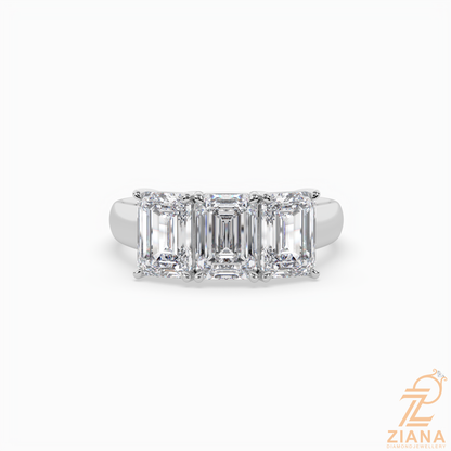 Three Stone Emerald Cut Diamond Engagement Ring