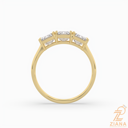 Three Stone Emerald Cut Diamond Engagement Ring