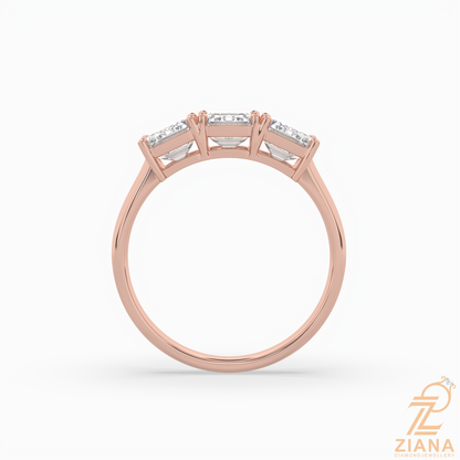 Three Stone Emerald Cut Diamond Engagement Ring