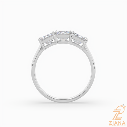 Three Stone Emerald Cut Diamond Engagement Ring