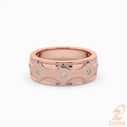 Round Diamond Pattern Wedding Band