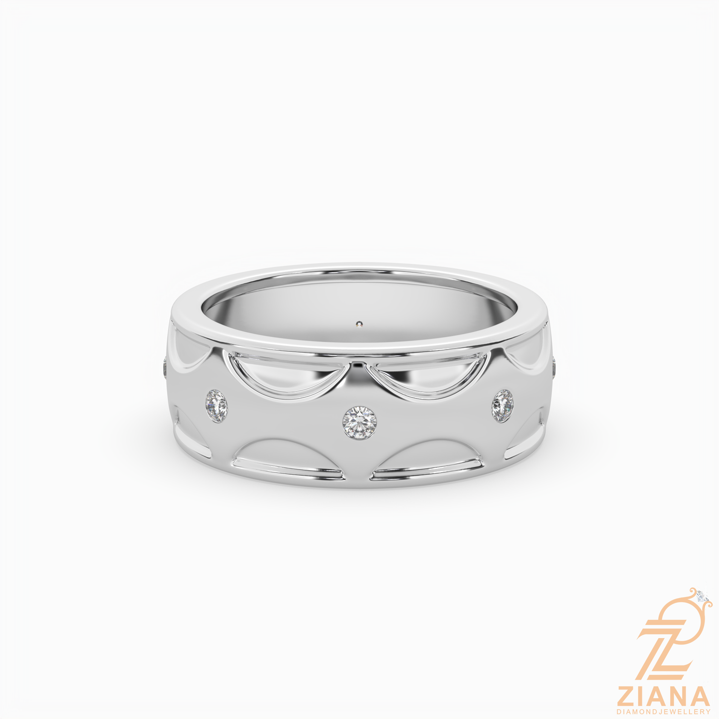round diamond pattern wedding band