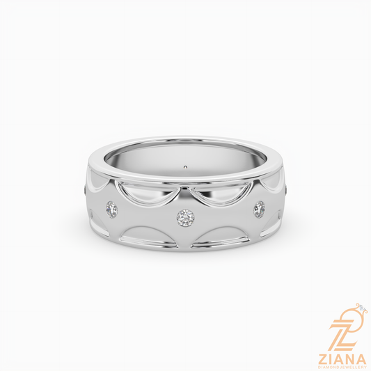 Round Diamond Pattern Wedding Band