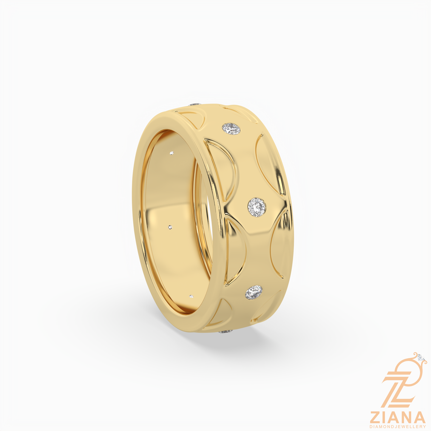 round diamond pattern wedding band