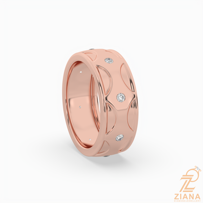 Round Diamond Pattern Wedding Band