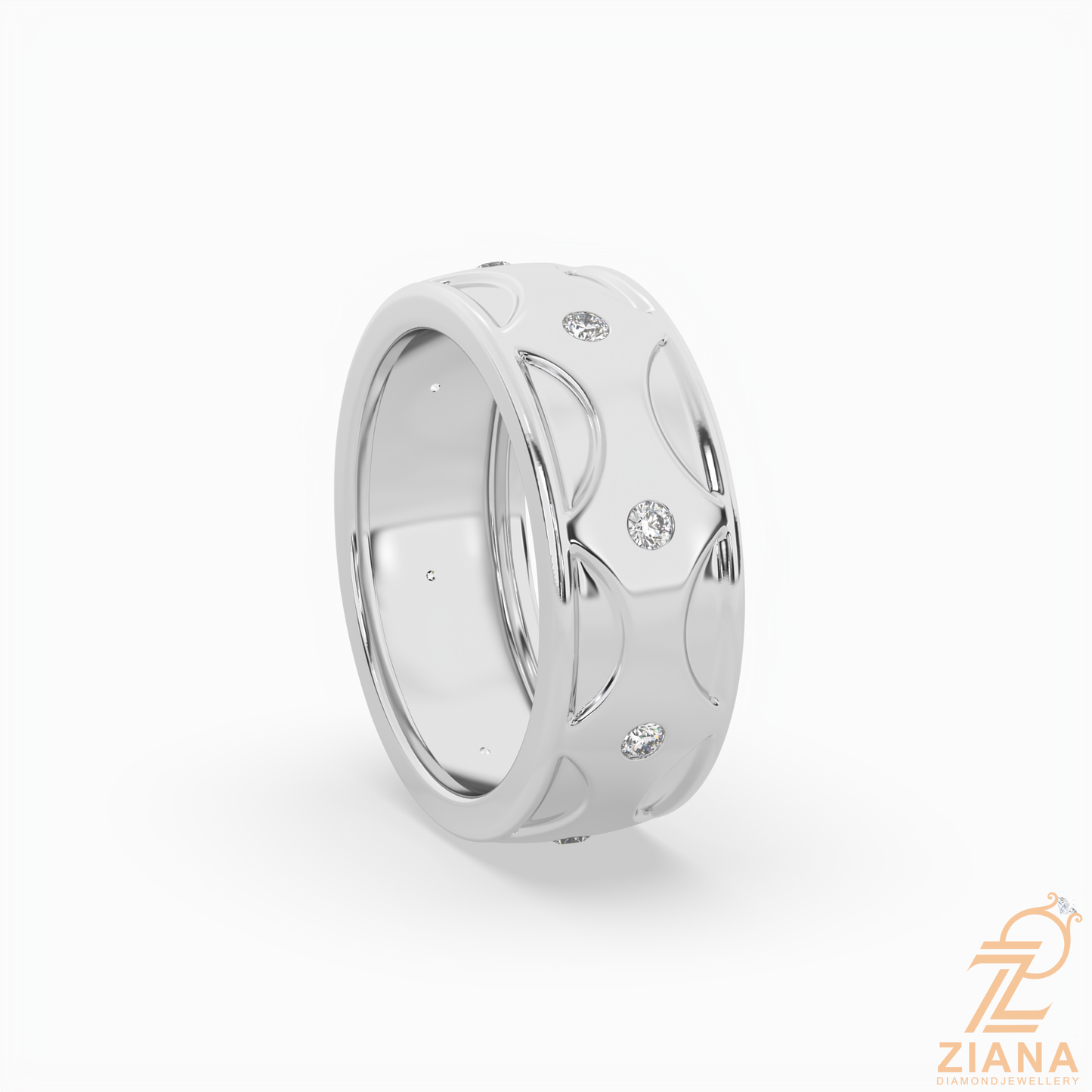 round diamond pattern wedding band