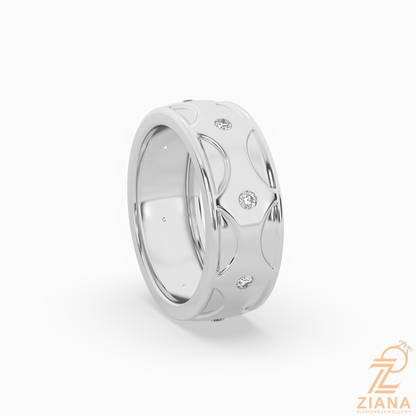 Round Diamond Pattern Wedding Band