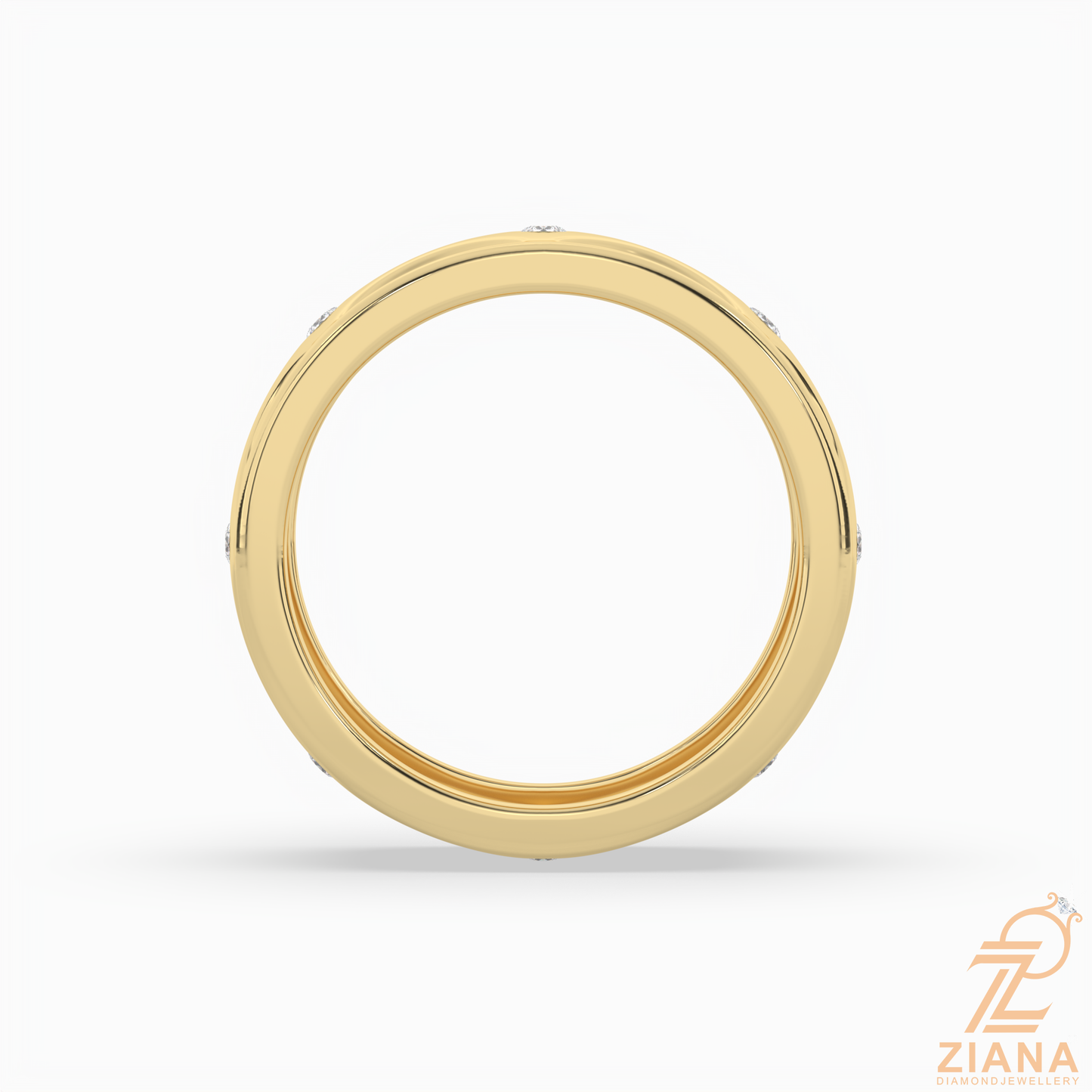 round diamond pattern wedding band