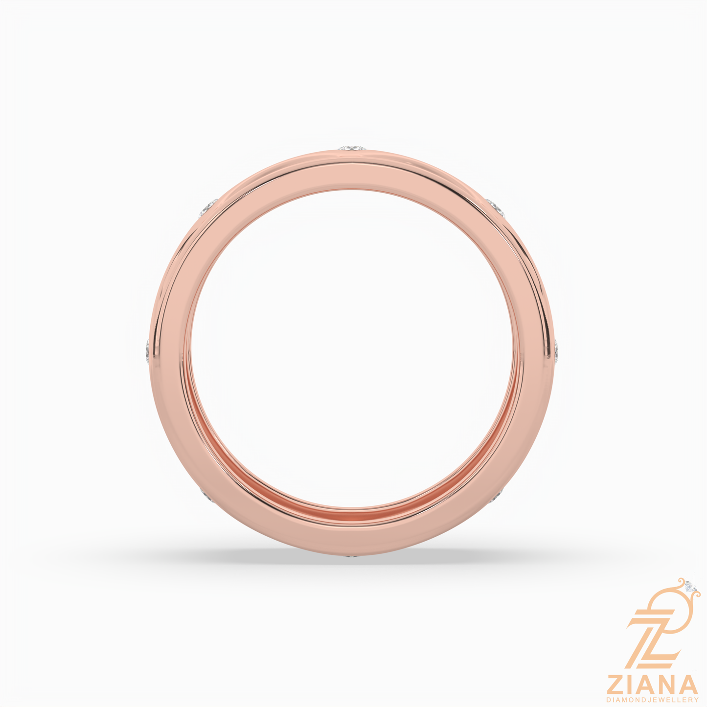 round diamond pattern wedding band