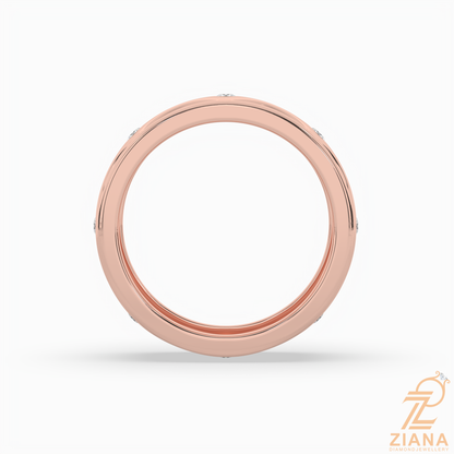 Round Diamond Pattern Wedding Band