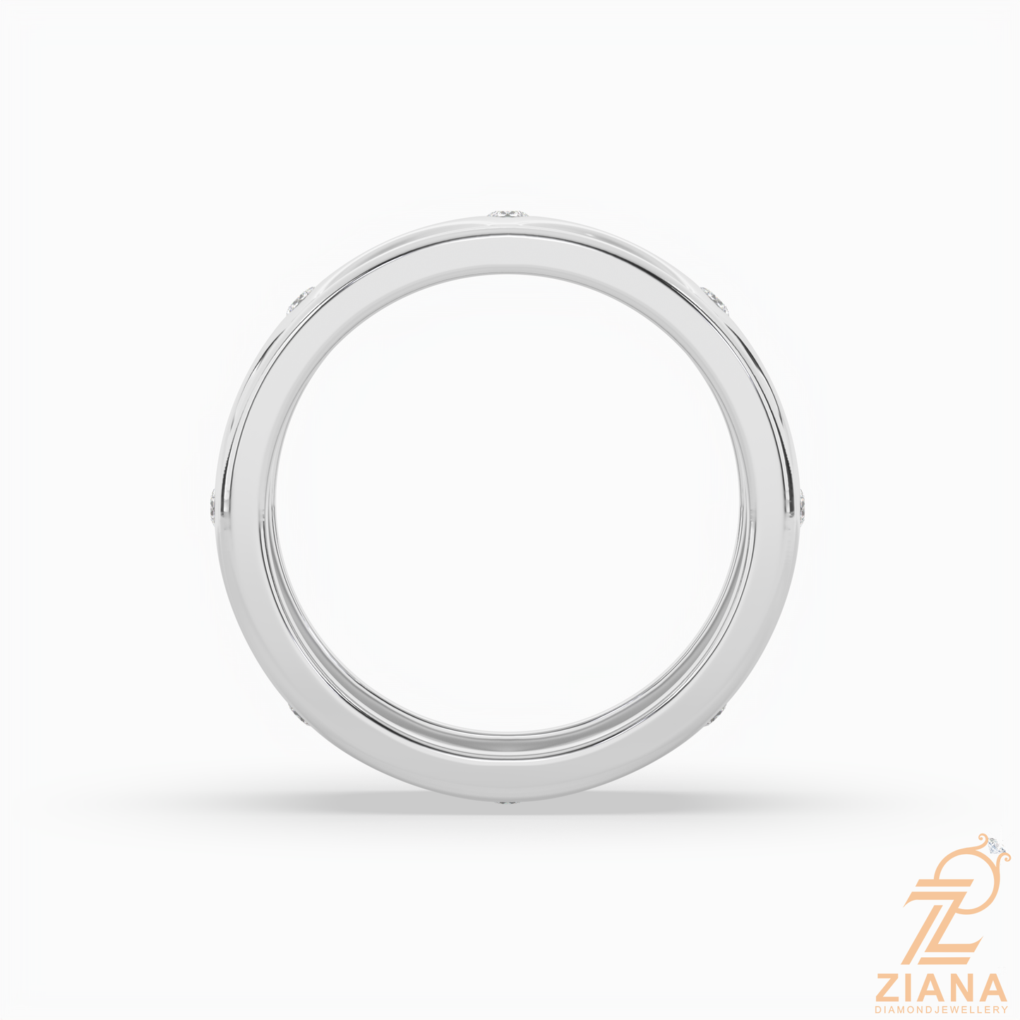 round diamond pattern wedding band