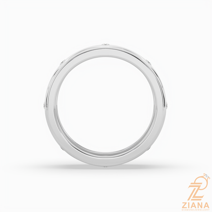 Round Diamond Pattern Wedding Band