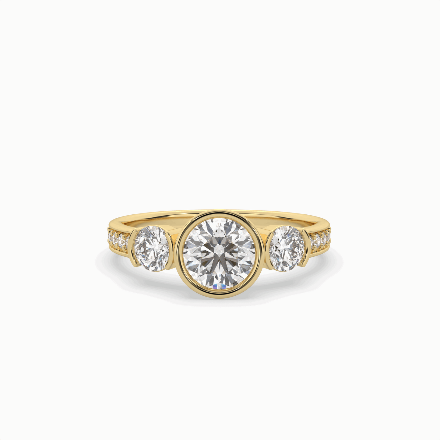classic three stone round diamond engagement ring