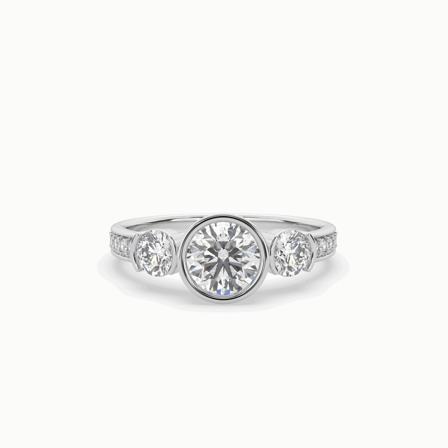 classic three stone round diamond engagement ring