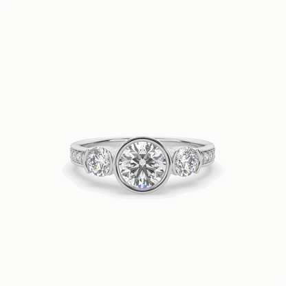 Classic Three Stone Round Diamond Engagement Ring
