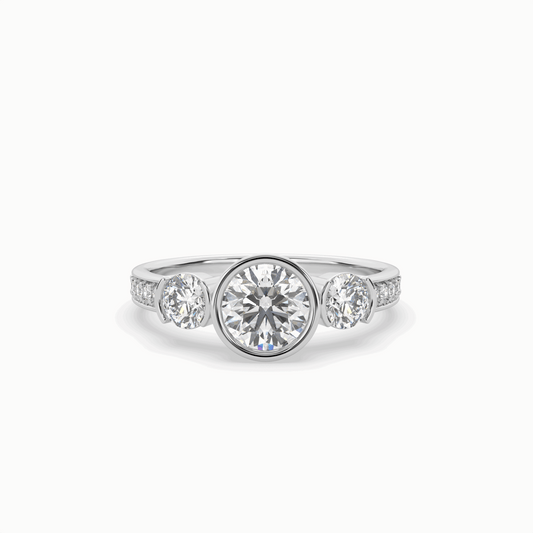 Classic Three Stone Round Diamond Engagement Ring