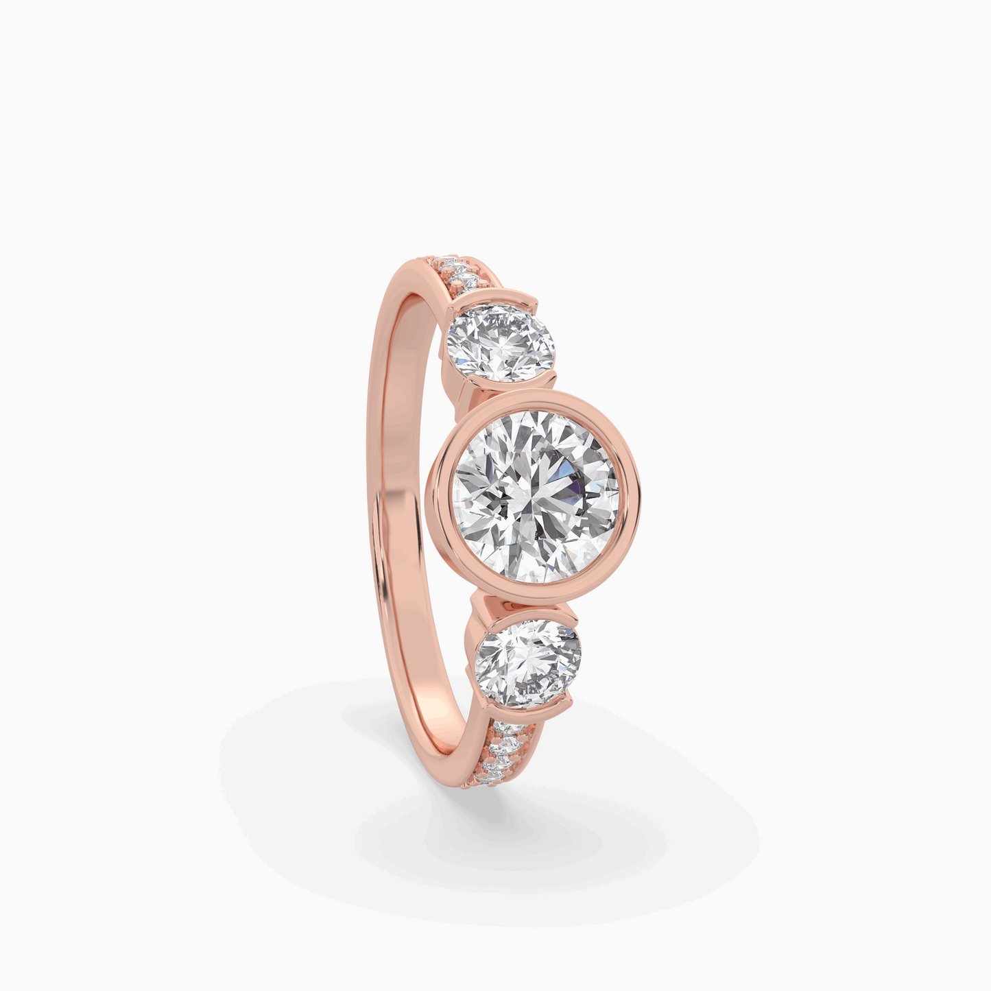 classic three stone round diamond engagement ring