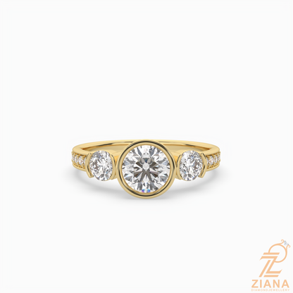 Round Brilliant Three Stone Diamond Engagement Ring