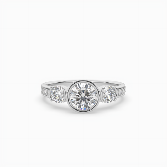 Classic Three Stone Round Diamond Engagement Ring