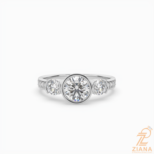 Round Brilliant Three Stone Diamond Engagement Ring