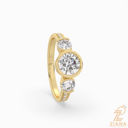 Round Brilliant Three Stone Diamond Engagement Ring
