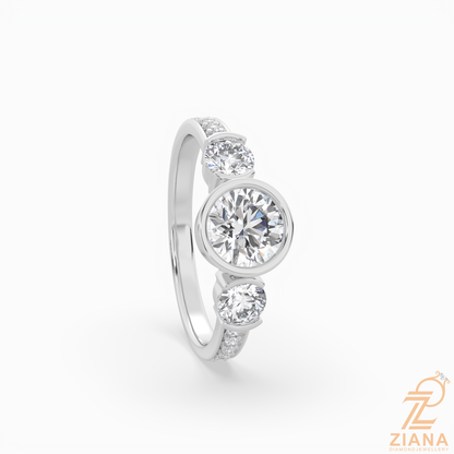 Round Brilliant Three Stone Diamond Engagement Ring