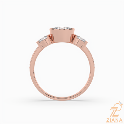 Round Brilliant Three Stone Diamond Engagement Ring