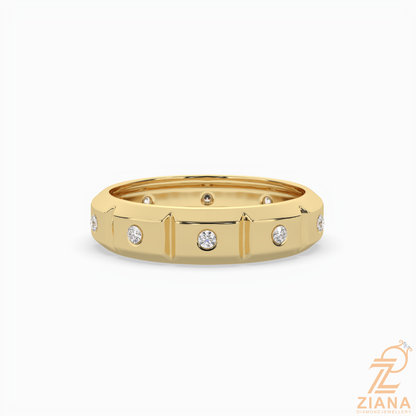 Flush Set Round Diamond Wedding Band