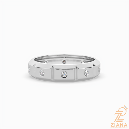 Flush Set Round Diamond Wedding Band
