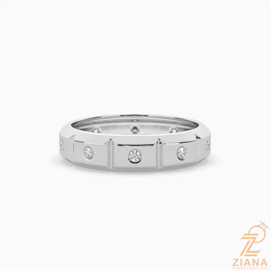 Flush Set Round Diamond Wedding Band