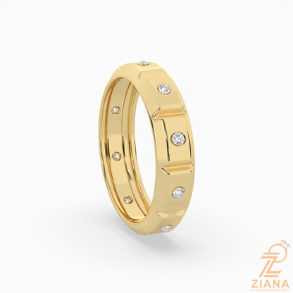 Flush Set Round Diamond Wedding Band