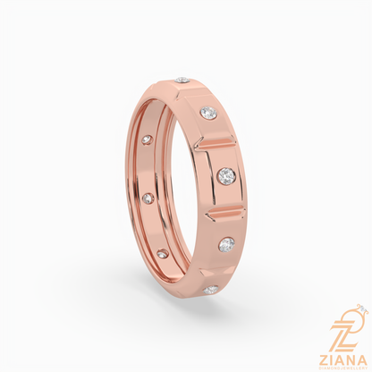 Flush Set Round Diamond Wedding Band