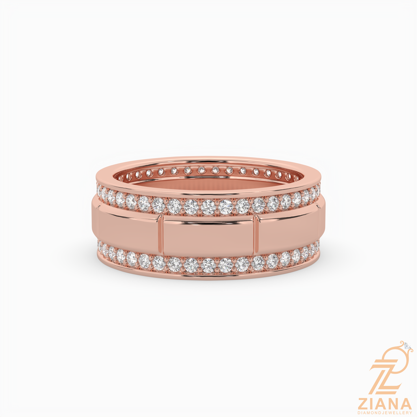 double row diamond wedding band