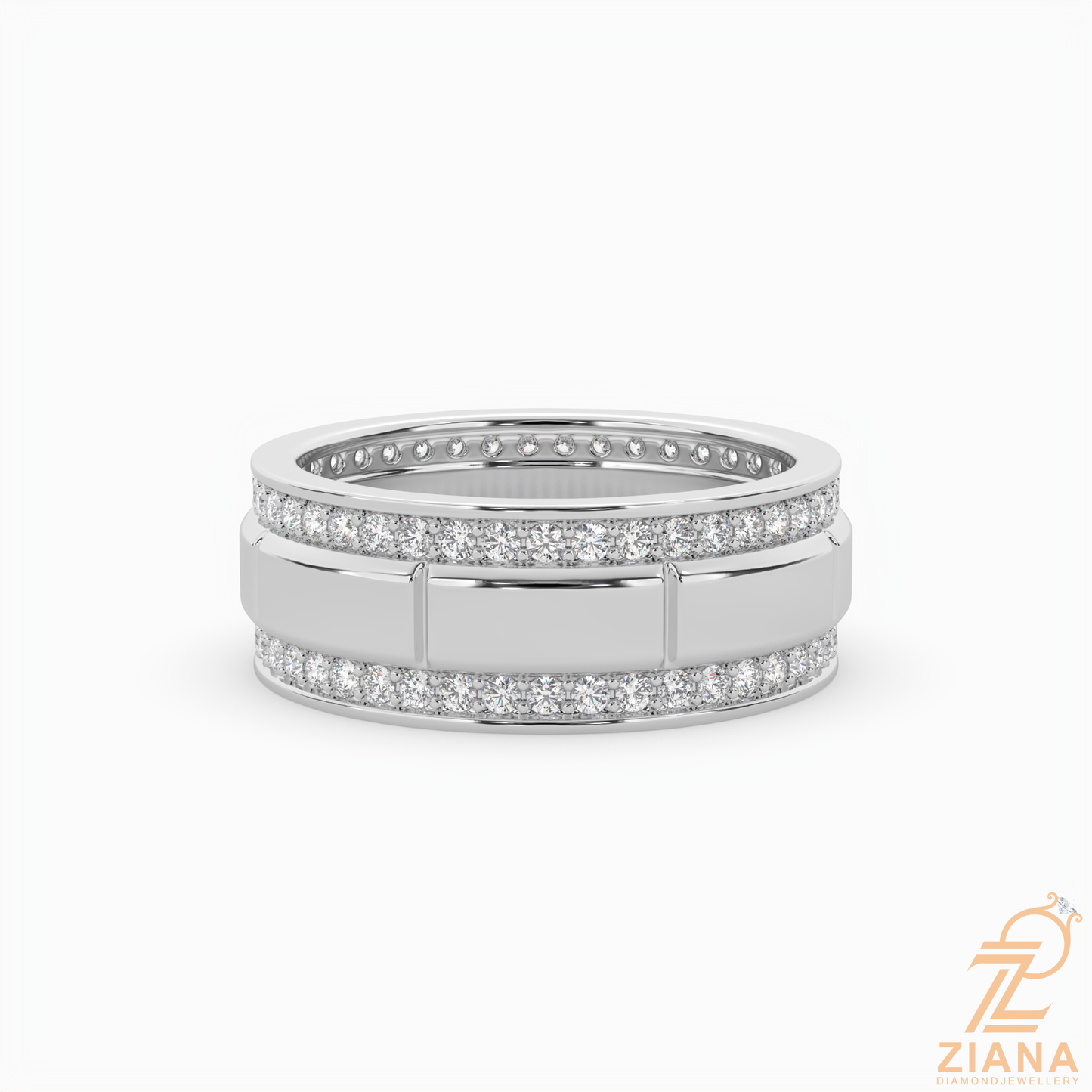 double row diamond wedding band