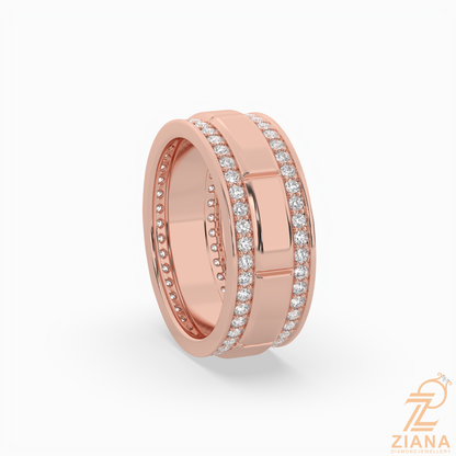 Double Row Diamond Wedding Band