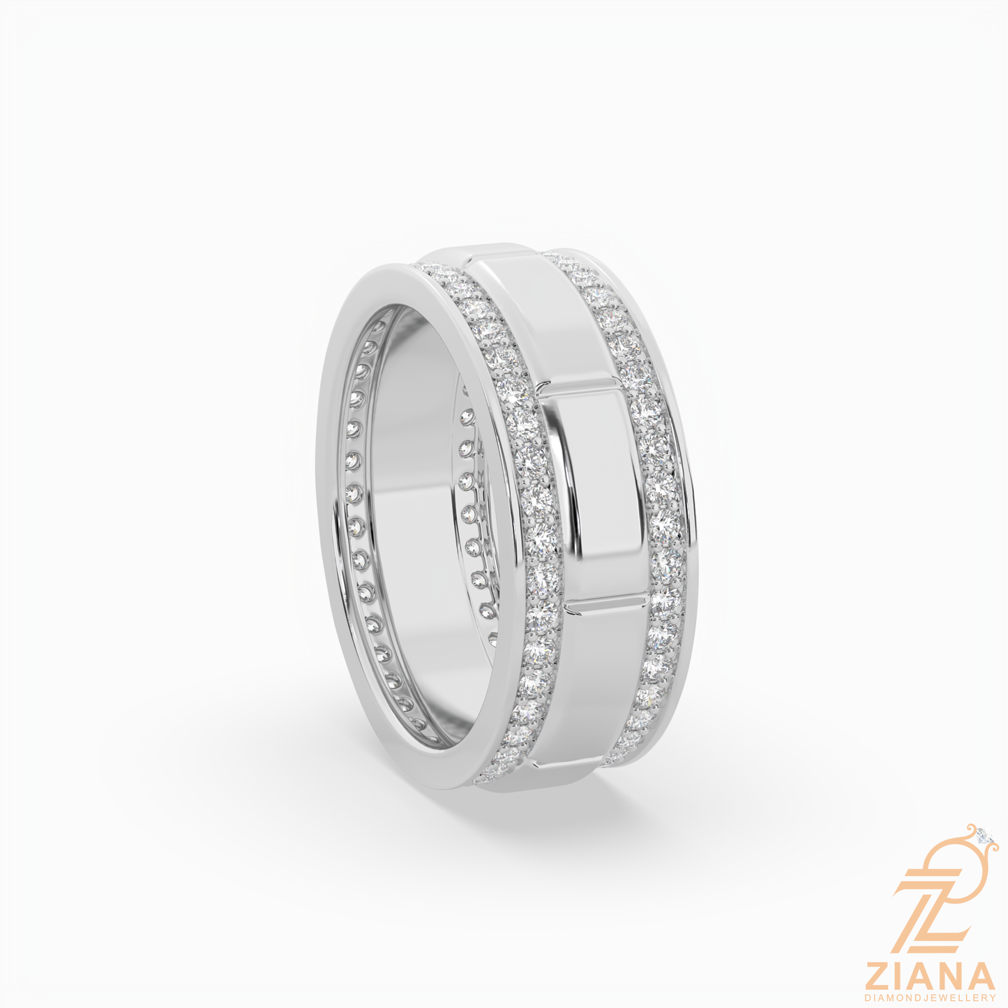 double row diamond wedding band
