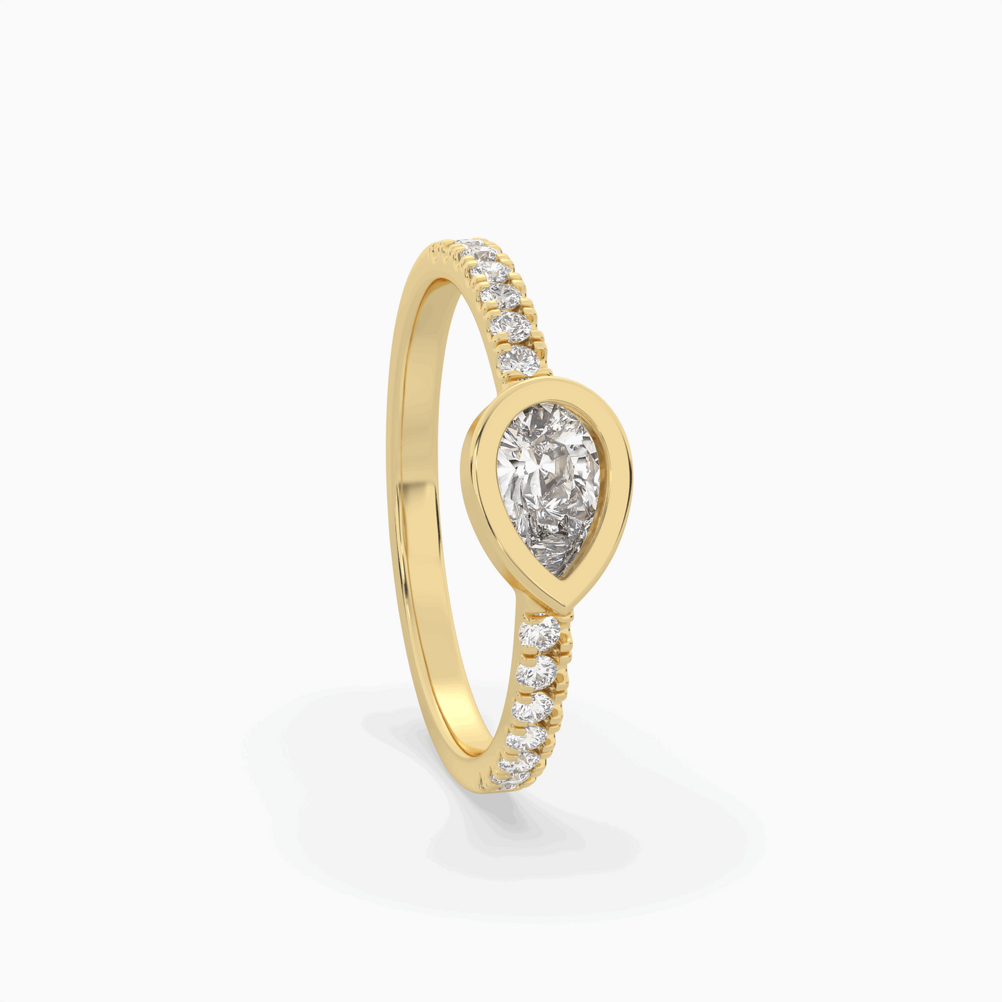 pear lab grown diamond east west halo fashion ring