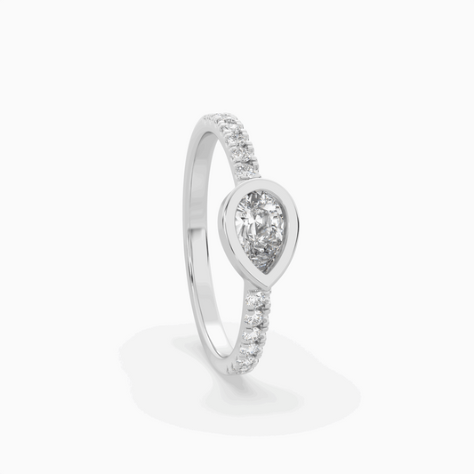 Pear Lab Grown Diamond East West Halo Fashion Ring