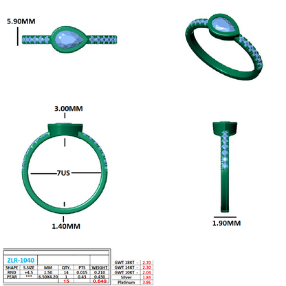 Pear Lab Grown Diamond East West Halo Fashion Ring