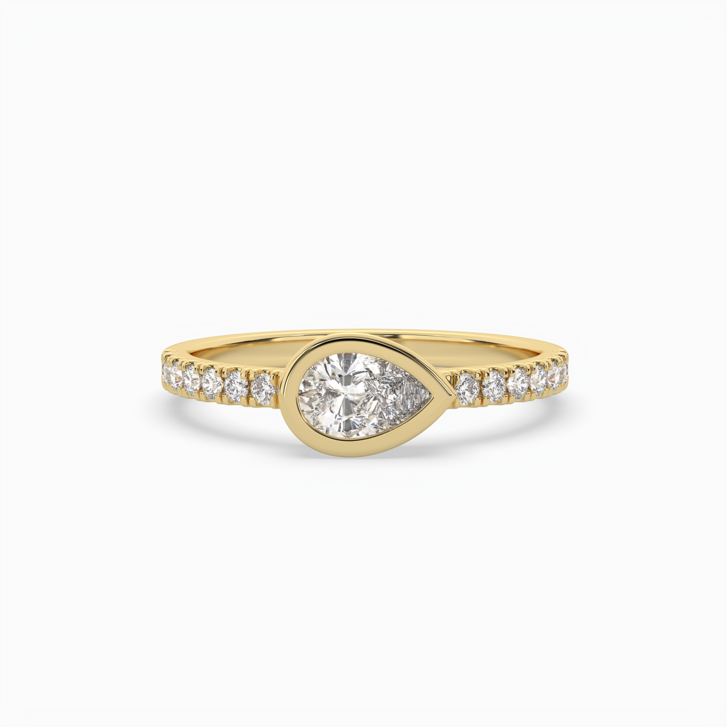 pear lab grown diamond east west halo fashion ring