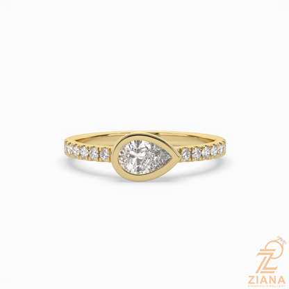 Pear Cut Diamond Bezel Engagement Ring