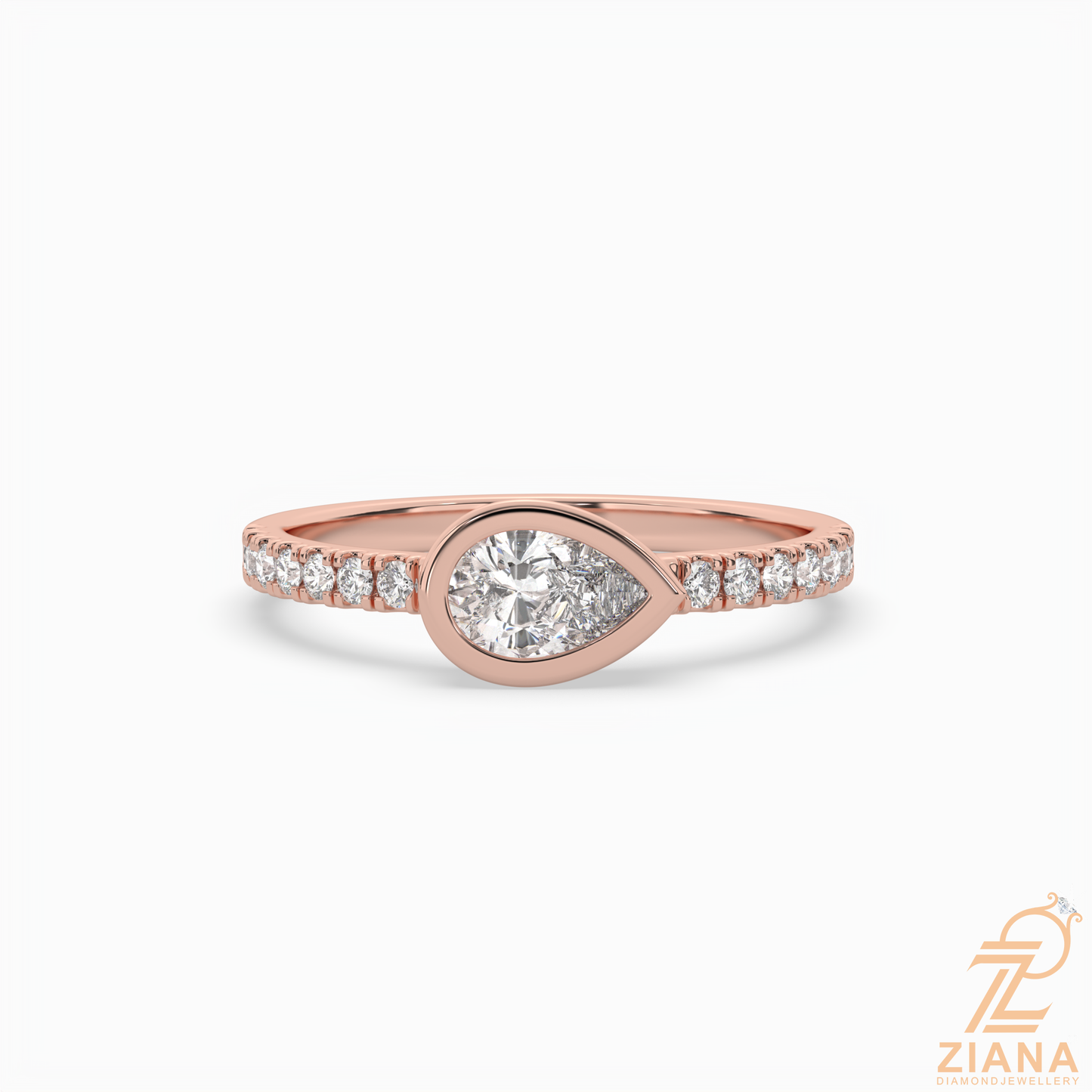 pear cut diamond bezel engagement ring