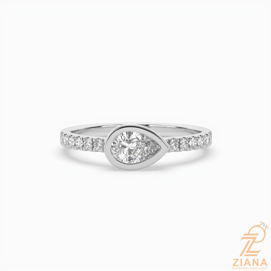 Pear Cut Diamond Bezel Engagement Ring