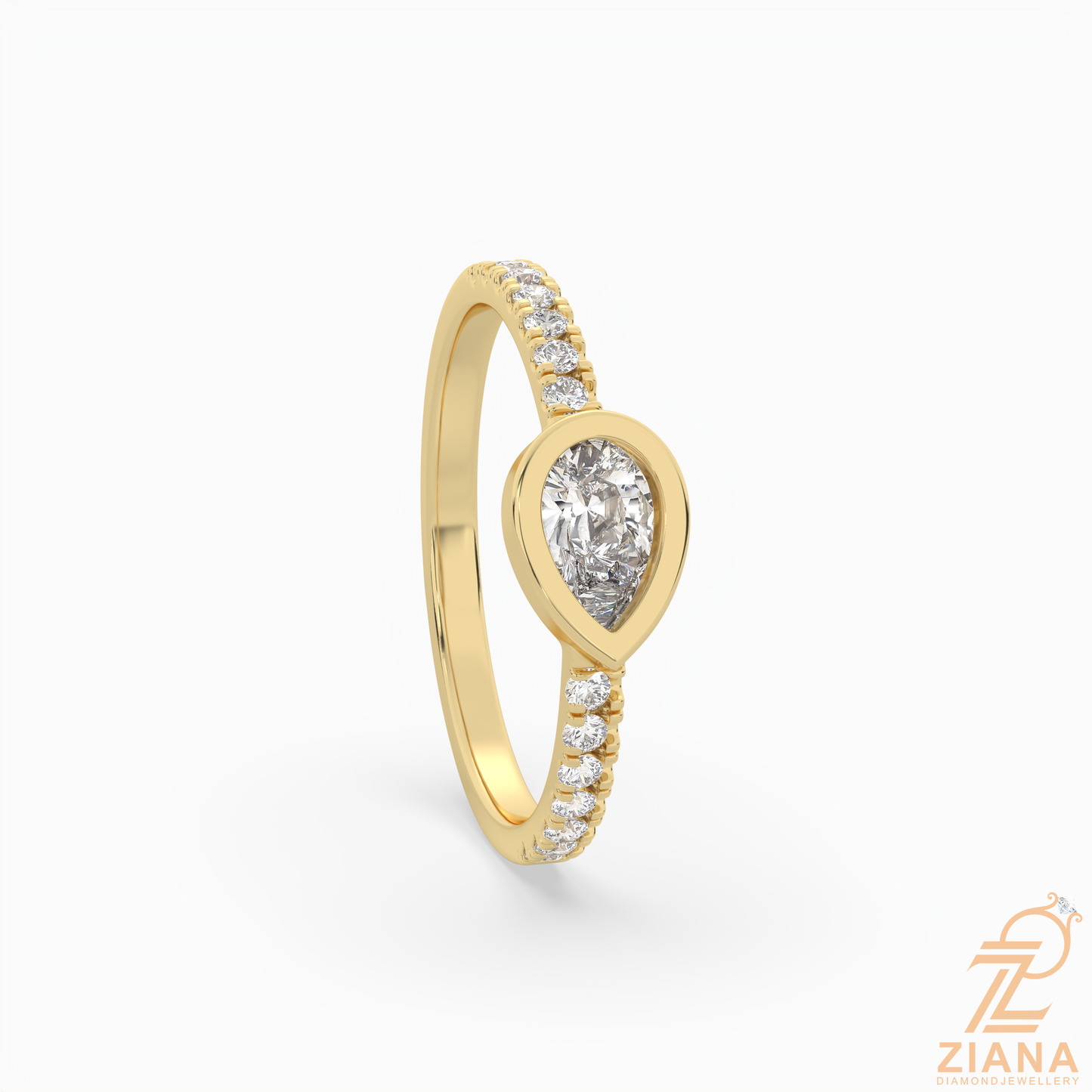 pear cut diamond bezel engagement ring